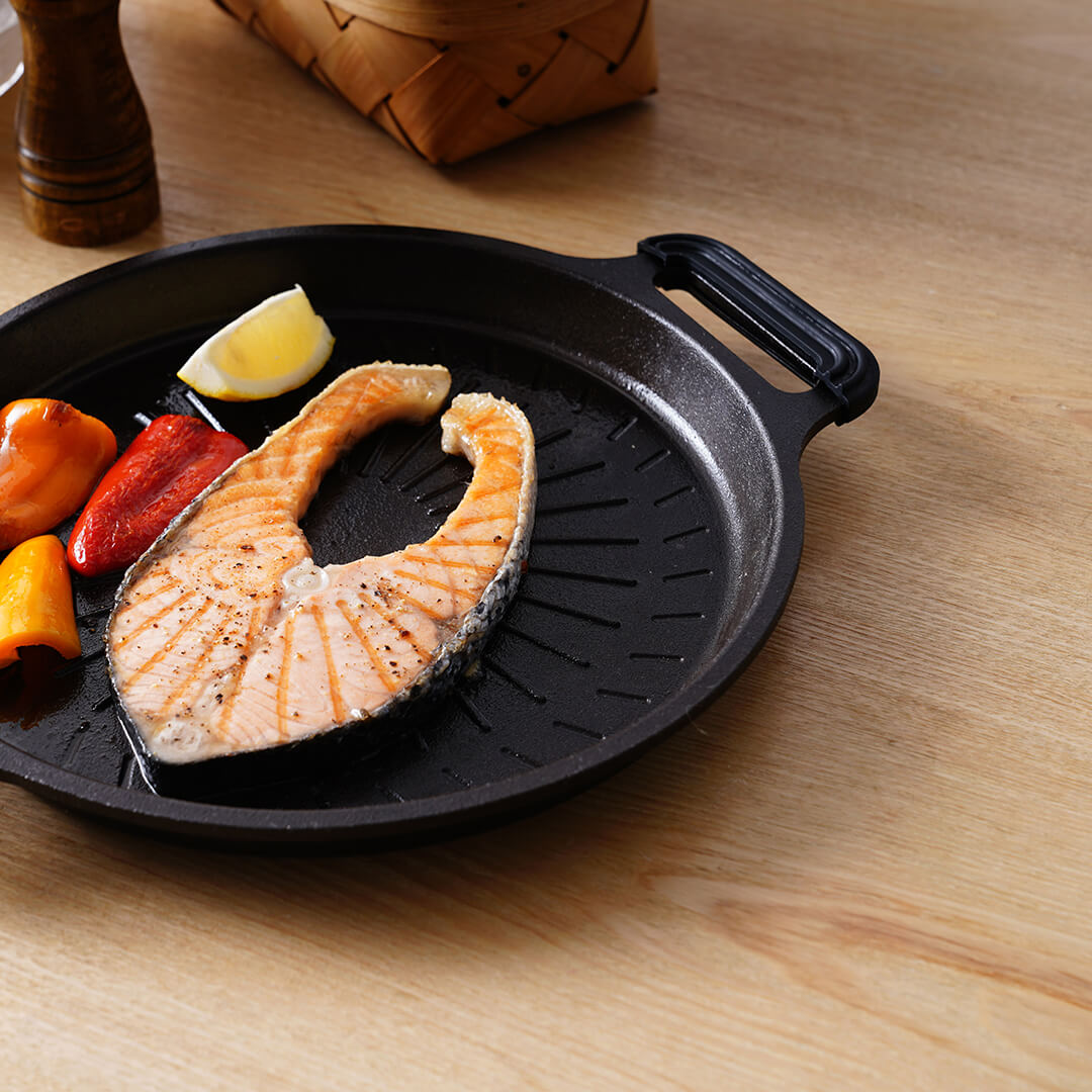 30cm Cast Iron Frying Pan Flat Round Barbecue Plate Outdoor