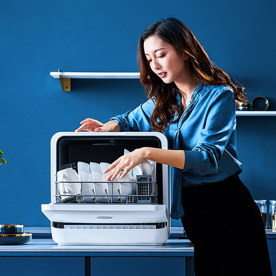 Portable Countertop Dishwasher 3-5Washing Programs Display Automatic  Dishwashing